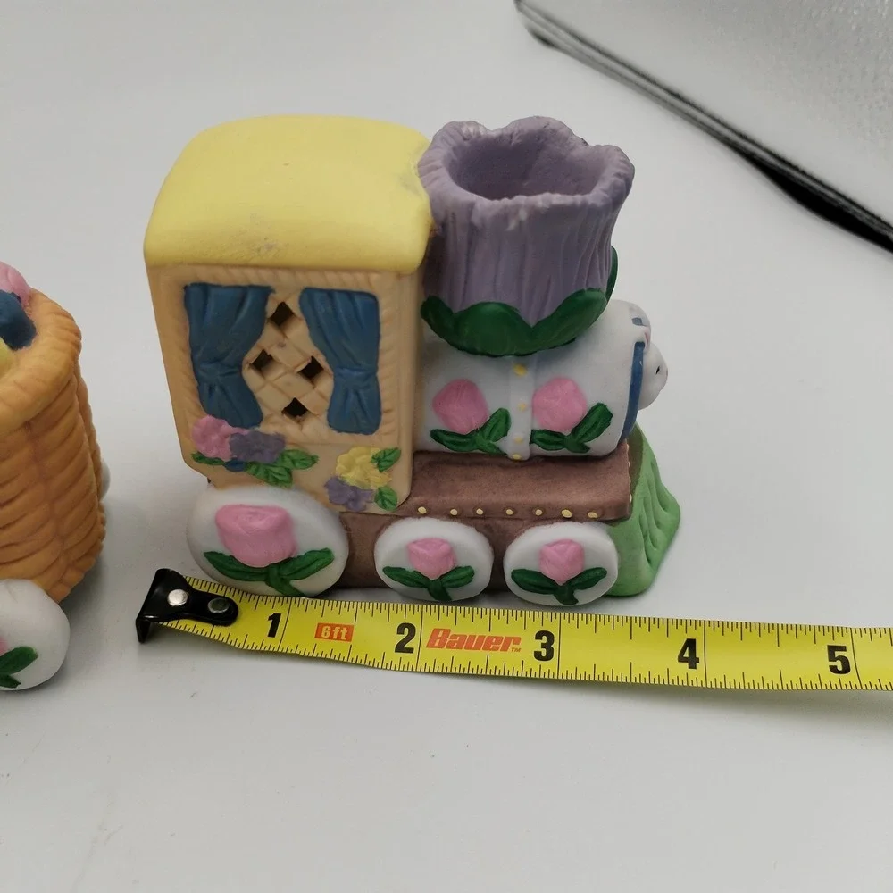 Vintage Dayton Hudson Easter Bunny Train Candle Holders Ceramic Pastel Set of 4‎